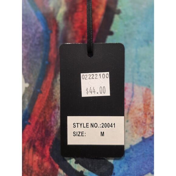 New! Radzoli Abstract Artsy Face Sheer Layering Top Shark Bite Hem Boho, M - Picture 7 of 7